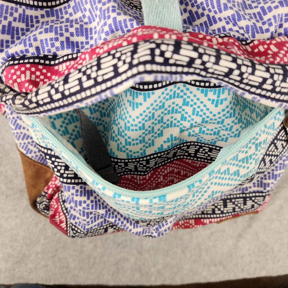Lands End Backpack Boho Drawstring Aztec Print Southwest Waterproof Rucksack - Picture 8 of 12